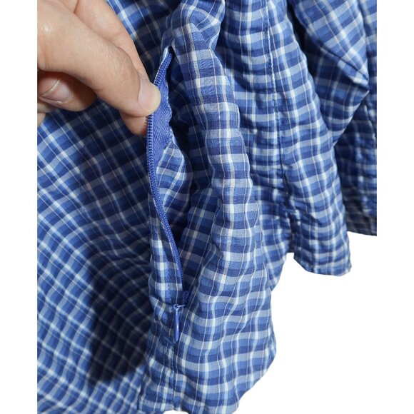 LL BEAN Vented Outdoor Button Up Roll Sleeve Top XL Blue Plaid Fishing Hiking - Picture 5 of 9